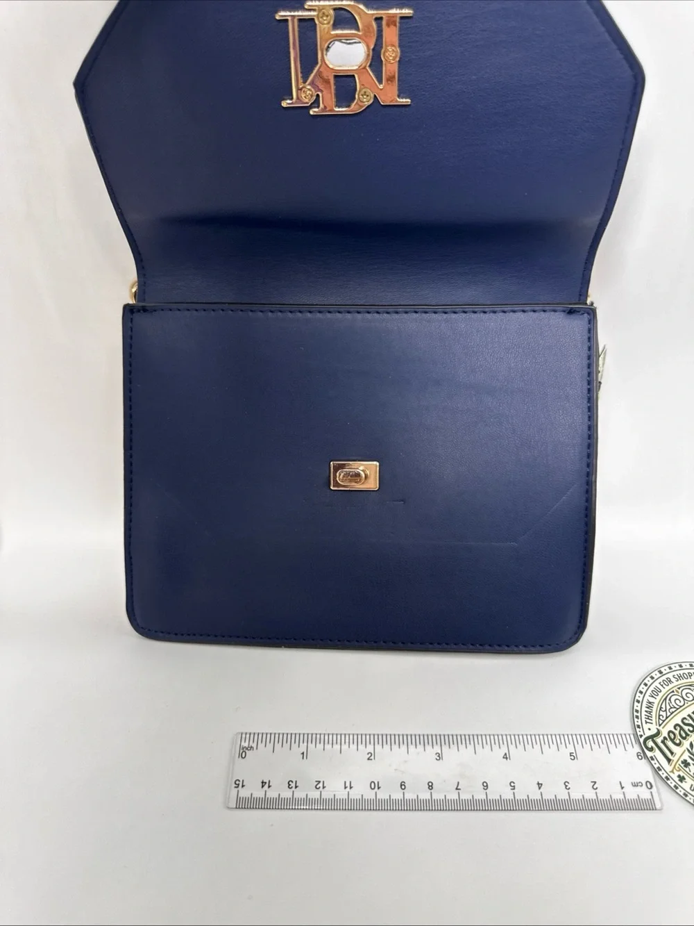 Badgley Mischka Home Navy/white Double Crossbody with Pearl/gold Handle - Picture 11 of 16